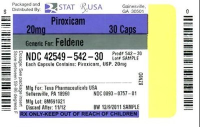 Piroxicam 20 mg  Label Image (Piroxicam 20 mg Label  42549)